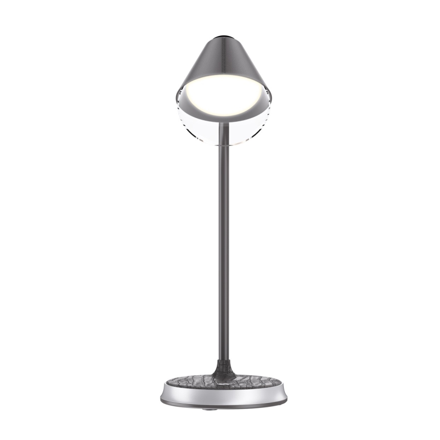 LED Stmievateľná stolná lampa s bezdrôtovým nabíjaním FINCH LED/9W/12/230V šedá/lesklý chróm