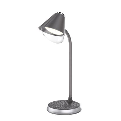 LED Stmievateľná stolná lampa s bezdrôtovým nabíjaním FINCH LED/9W/12/230V šedá/lesklý chróm