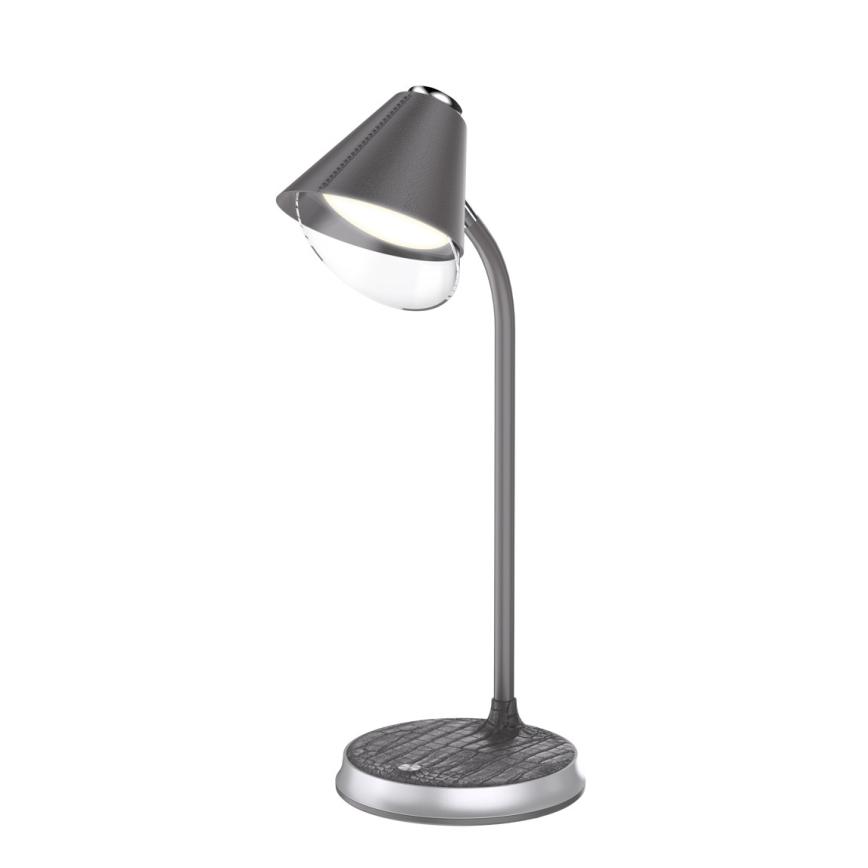 LED Stmievateľná stolná lampa s bezdrôtovým nabíjaním FINCH LED/9W/12/230V šedá/lesklý chróm