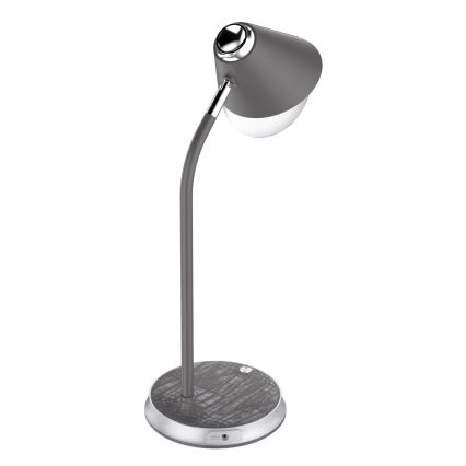 LED Stmievateľná stolná lampa s bezdrôtovým nabíjaním FINCH LED/9W/12/230V šedá/lesklý chróm