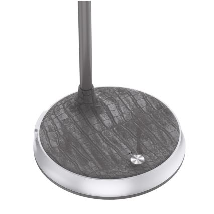 LED Stmievateľná stolná lampa s bezdrôtovým nabíjaním FINCH LED/9W/12/230V šedá/lesklý chróm