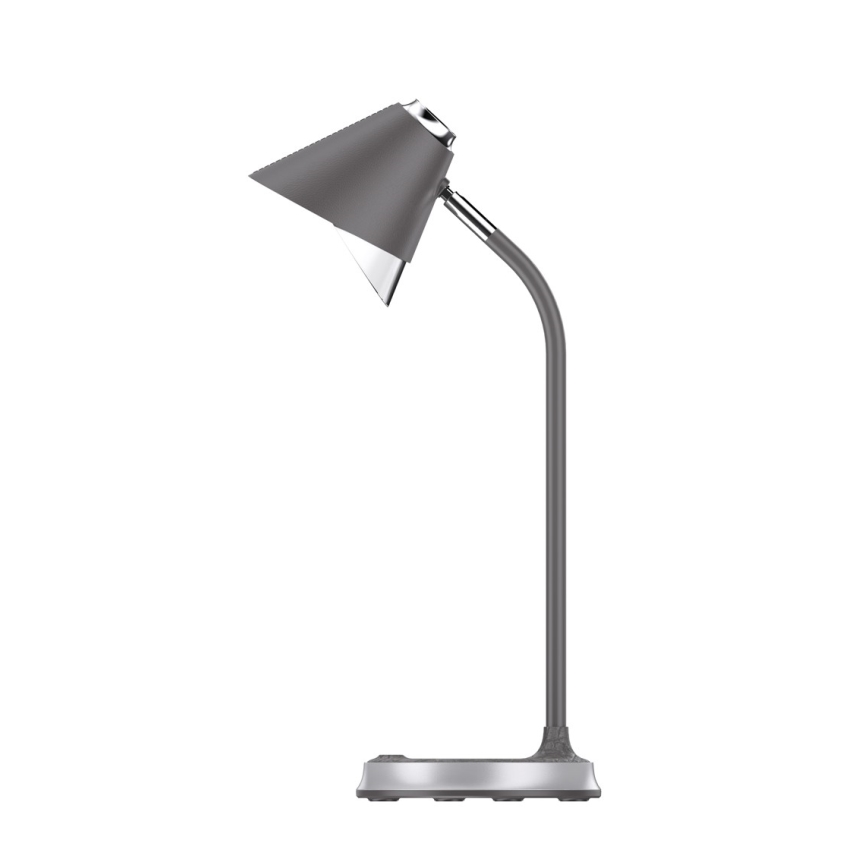 LED Stmievateľná stolná lampa s bezdrôtovým nabíjaním FINCH LED/9W/12/230V šedá/lesklý chróm