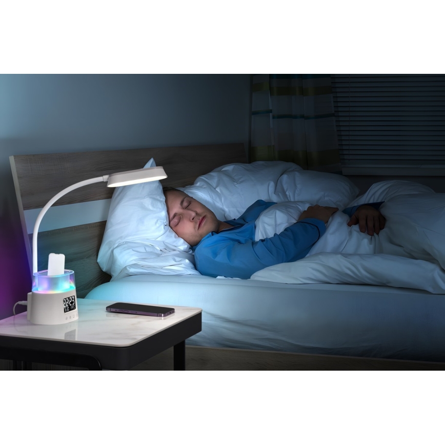 LED RGBW Stmievateľná stolná lampa s držiakom na ceruzky FALCON LED/10W/5V