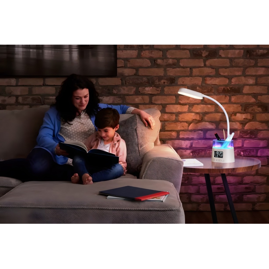 LED RGBW Stmievateľná stolná lampa s držiakom na ceruzky FALCON LED/10W/5V
