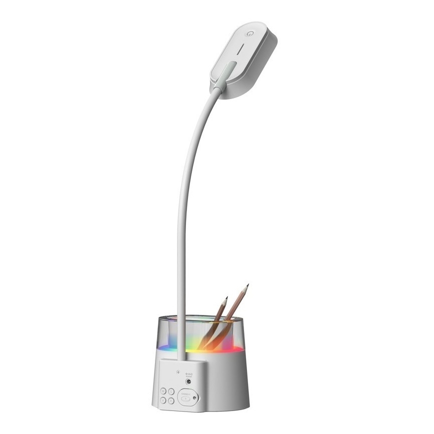LED RGBW Stmievateľná stolná lampa s držiakom na ceruzky FALCON LED/10W/5V