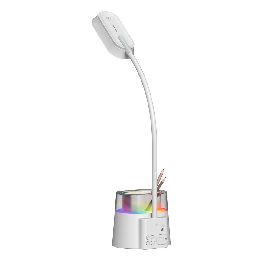 LED RGBW Stmievateľná stolná lampa s držiakom na ceruzky FALCON LED/10W/5V