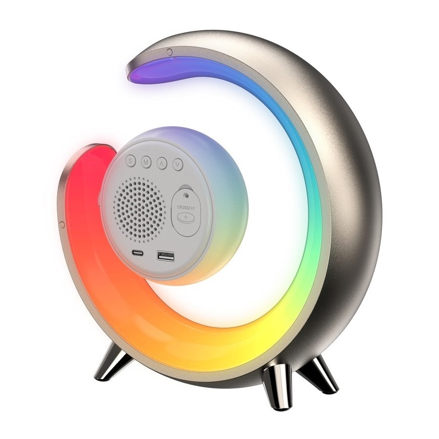 LED RGBW Stmievateľná stolná lampa s budíkom PEACOCK LED/20W/5V USB