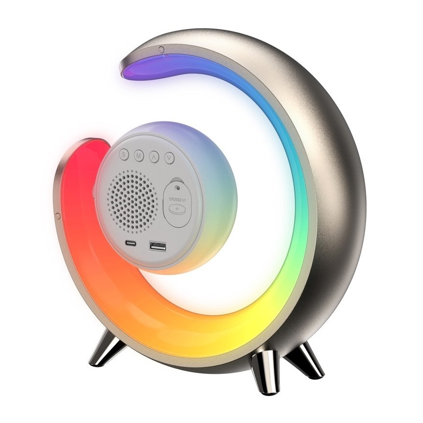 LED RGBW Stmievateľná stolná lampa s budíkom PEACOCK LED/20W/5V USB