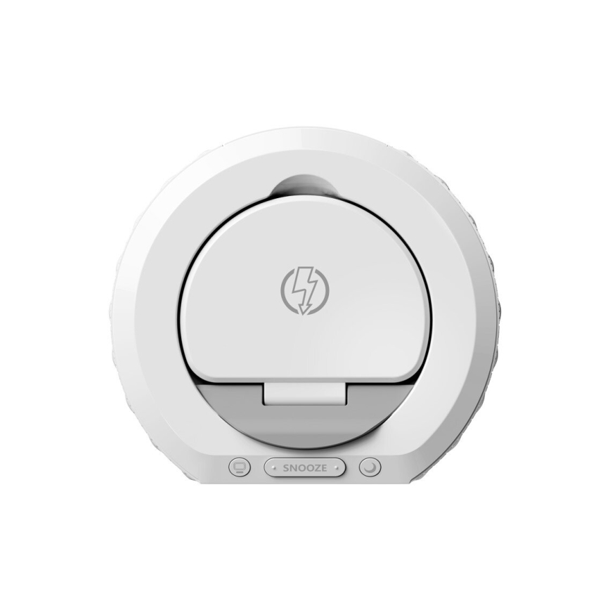 Budík s LCD displejom a bezdrôtovou Qi nabíjačkou 27W/9V 220 mAh biela