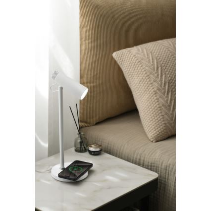 LED Stmievateľná stolná lampa s bezdrôtovým Qi nabíjaním TIT LED/12W/230V biela