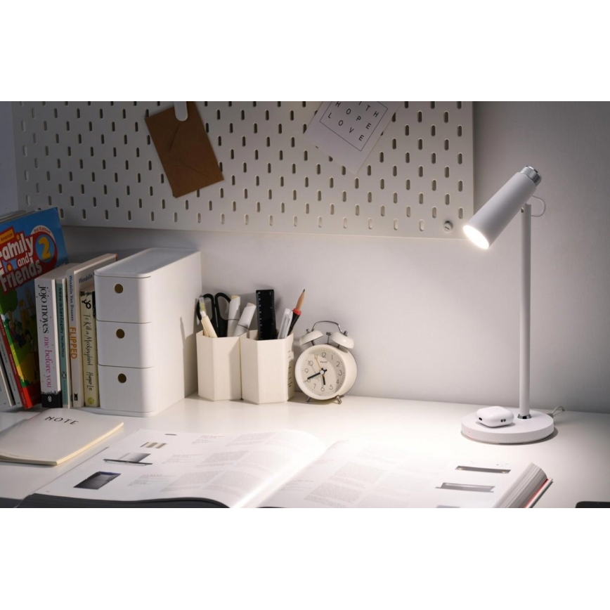 LED Stmievateľná stolná lampa s bezdrôtovým Qi nabíjaním TIT LED/12W/230V biela
