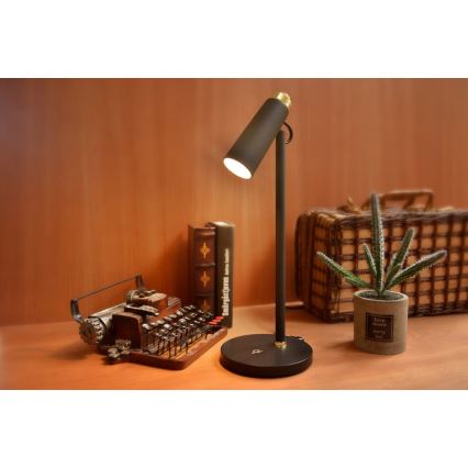 LED Stmievateľná stolná lampa s bezdrôtovým Qi nabíjaním TIT LED/12W/230V čierna