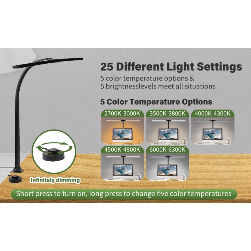 LED Flexibilné stmievateľné osvetlenie monitora OFFICE LED/24W/230V 2700-6300K CRI 95