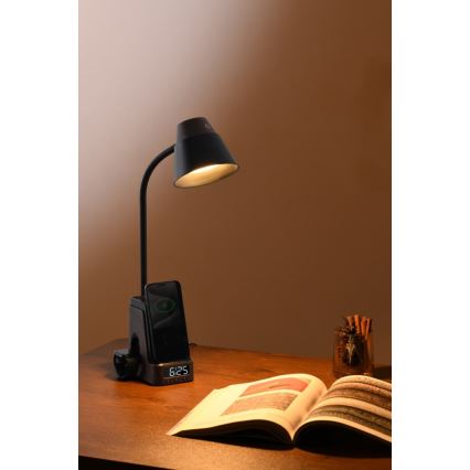 LED+CCT Stmievateľná stolová lampa s bezdrôtovým nabíjaním QI IDEAL LED/8W/230V 2700/4000/5000K hnedá