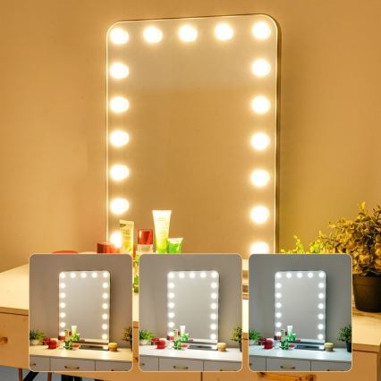 Stmievateľné LED make-up zrkadlo HOLLYWOOD LED/18W/230V 3000/4200/6000K sivé
