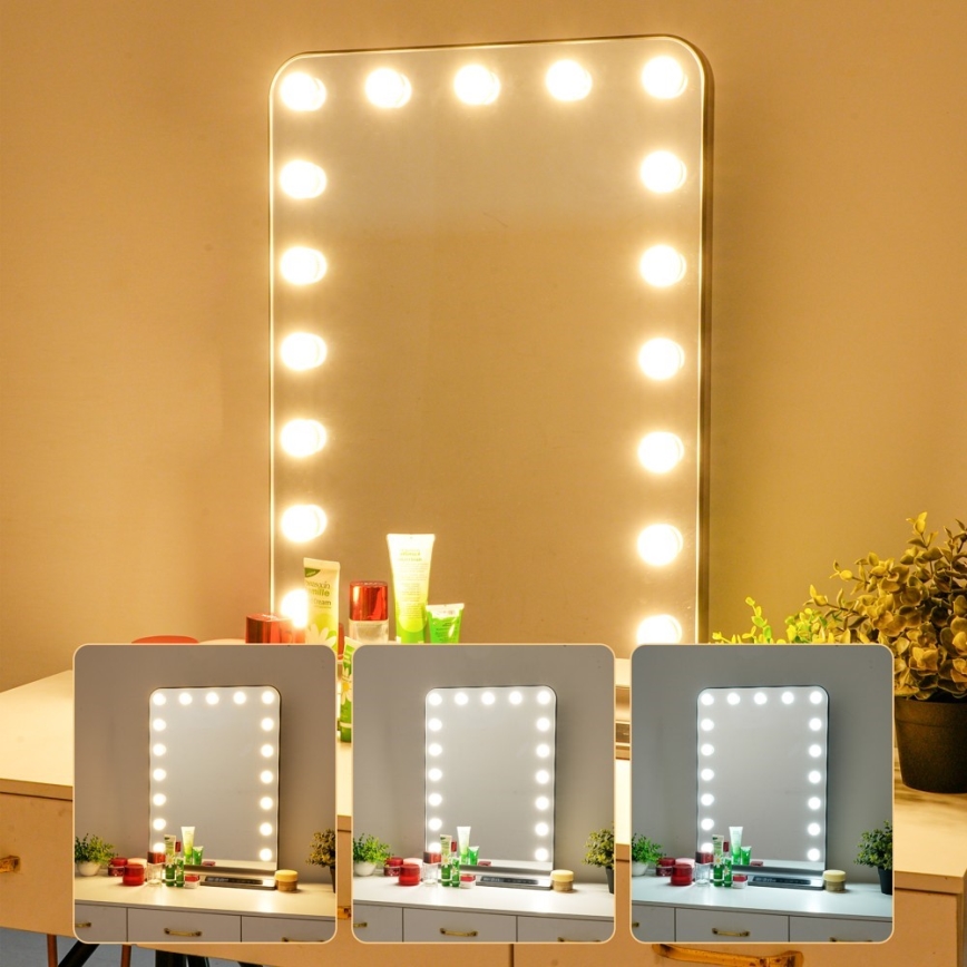 Stmievateľné LED make-up zrkadlo HOLLYWOOD LED/18W/230V 3000/4200/6000K sivé