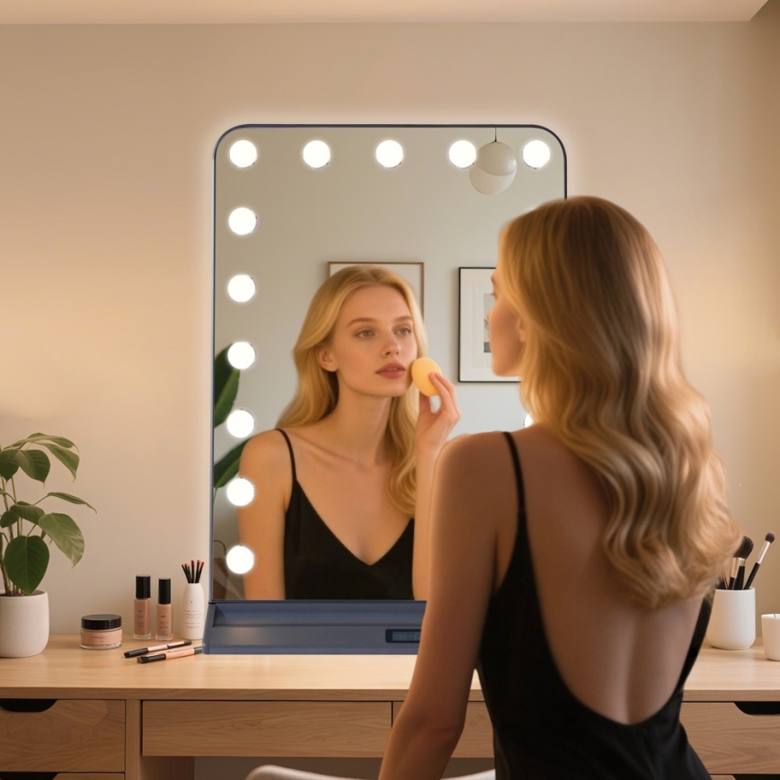 Stmievateľné LED make-up zrkadlo HOLLYWOOD LED/18W/230V 3000/4200/6000K sivé