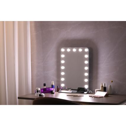 Stmievateľné LED make-up zrkadlo HOLLYWOOD LED/18W/230V 3000/4200/6000K sivé
