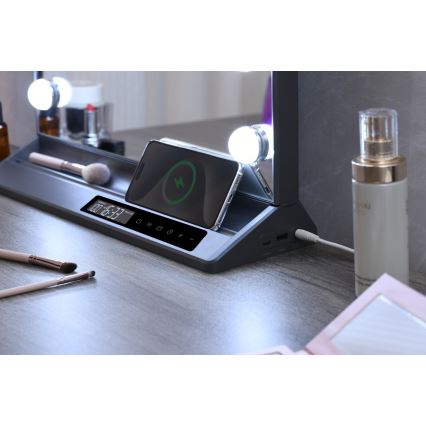 Stmievateľné LED make-up zrkadlo HOLLYWOOD LED/18W/230V 3000/4200/6000K sivé