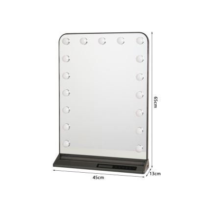 Stmievateľné LED make-up zrkadlo HOLLYWOOD LED/18W/230V 3000/4200/6000K sivé