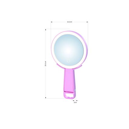 Immax 09102L - LED+CCT Stmievateľné kozmetické zrkadlo SWEET LED/3W/5V ružové