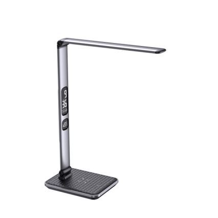 Stmievateľná stolná LED lampa 8,5 W/230 V so bezdrôtovým nabíjaním, strieborná