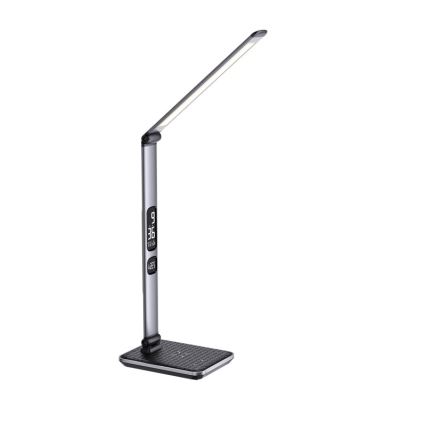 Stmievateľná stolná LED lampa 8,5 W/230 V so bezdrôtovým nabíjaním, strieborná