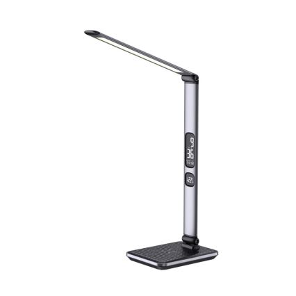 Stmievateľná stolná LED lampa 8,5 W/230 V so bezdrôtovým nabíjaním, strieborná