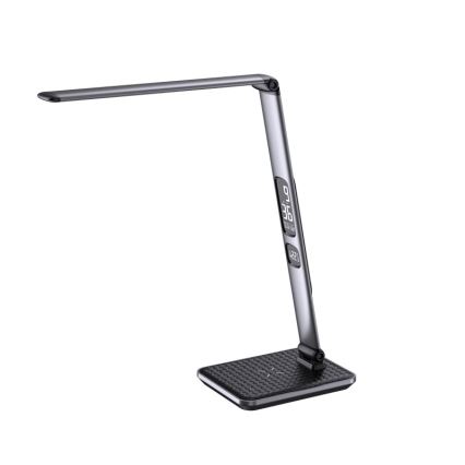 Stmievateľná stolná LED lampa 8,5 W/230 V so bezdrôtovým nabíjaním, strieborná