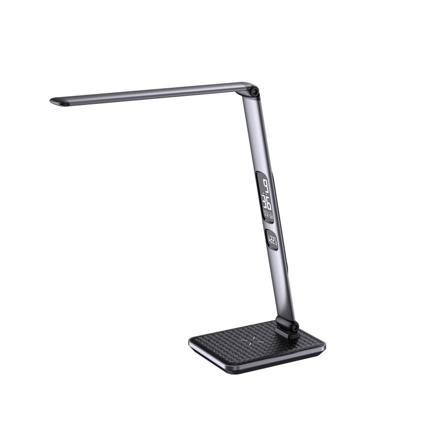 Stmievateľná stolná LED lampa 8,5 W/230 V so bezdrôtovým nabíjaním, strieborná