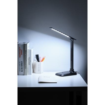 LED stmievateľná stolná lampa s bezdrôtovým nabíjaním QI a USB LUMI LED/7W/230V čierna