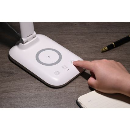 LED stmievateľná stolná lampa s bezdrôtovým nabíjaním QI a USB LUMI LED/7W/230V biela