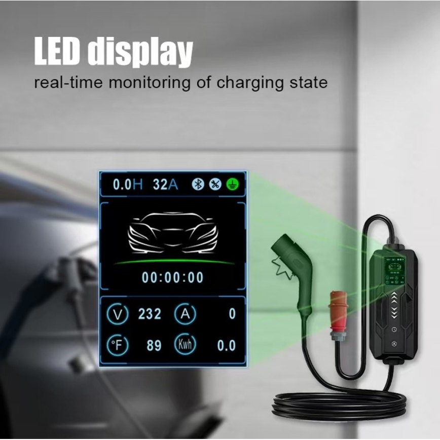 Immax - Cestovná nabíjacia stanica EV pre elektromobily AC Type 2 16A/380V 11kW + zástrčka 230V, 3,7kW 5m + puzdro