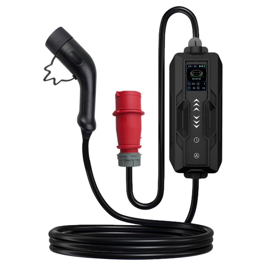 Immax - Cestovná nabíjacia stanica EV pre elektromobily AC Type 2 16A/380V 11kW + zástrčka 230V, 3,7kW 5m + puzdro