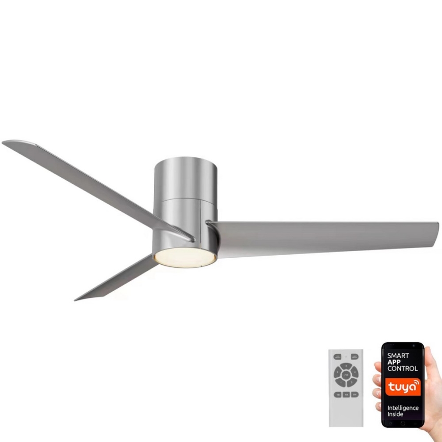 Immax NEO 07135-S - LED Stmievateľný stropný ventilátor FRESH LED/18W/230V Wi-Fi Tuya matný chróm + diaľkové ovládanie