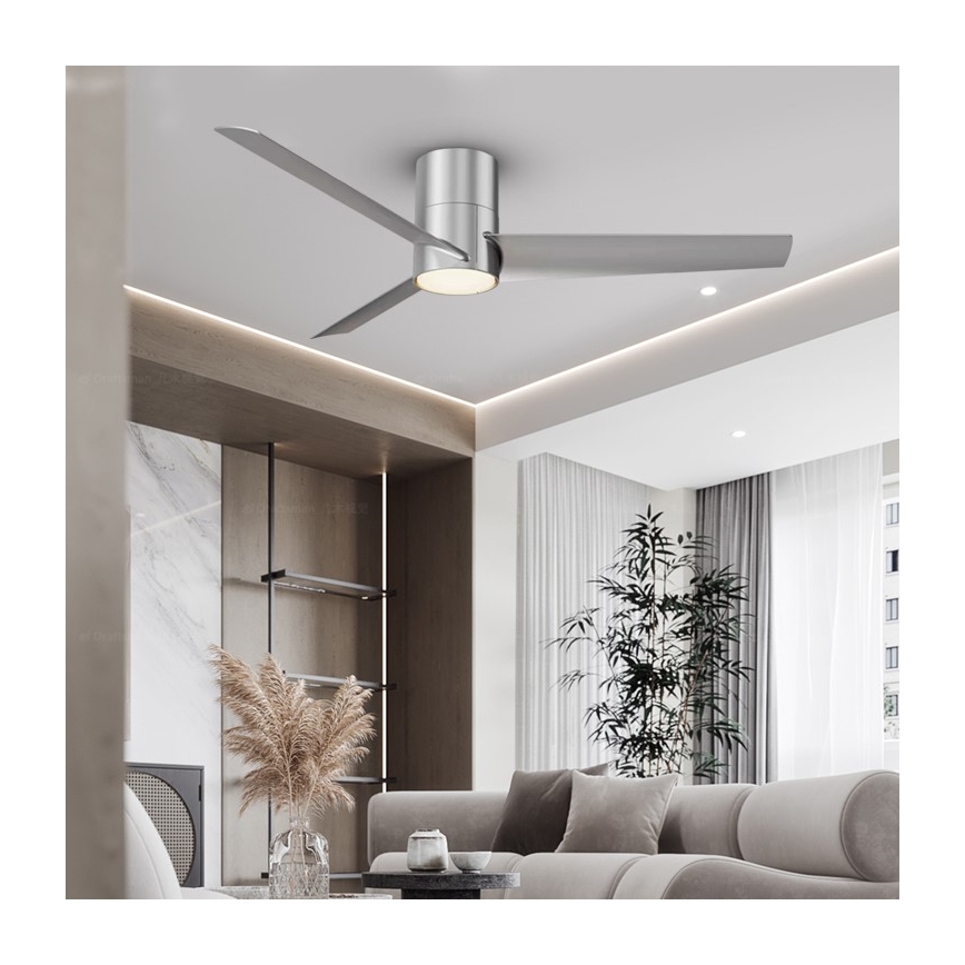 Immax NEO 07135-S - LED Stmievateľný stropný ventilátor FRESH LED/18W/230V Wi-Fi Tuya matný chróm + diaľkové ovládanie