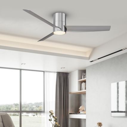 Immax NEO 07135-S - LED Stmievateľný stropný ventilátor FRESH LED/18W/230V Wi-Fi Tuya matný chróm + diaľkové ovládanie