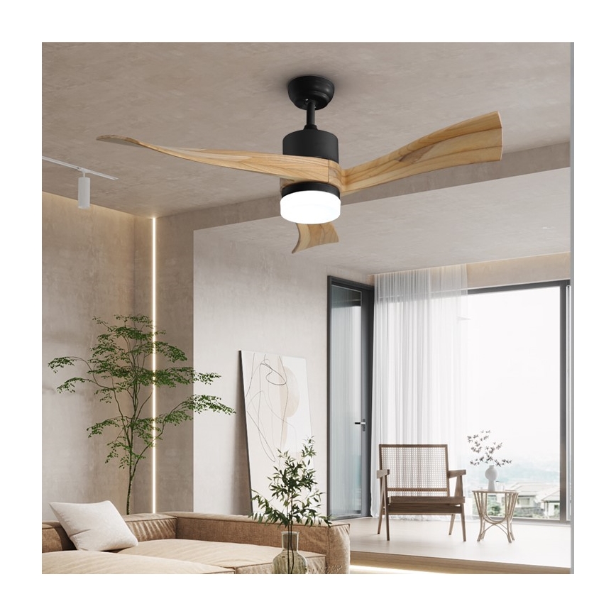 Immax NEO 07136-B - LED Stmievateľný stropný ventilátor SOFISTICADO LED/18W/230V dub Wi-Fi Tuya + diaľkové ovládanie