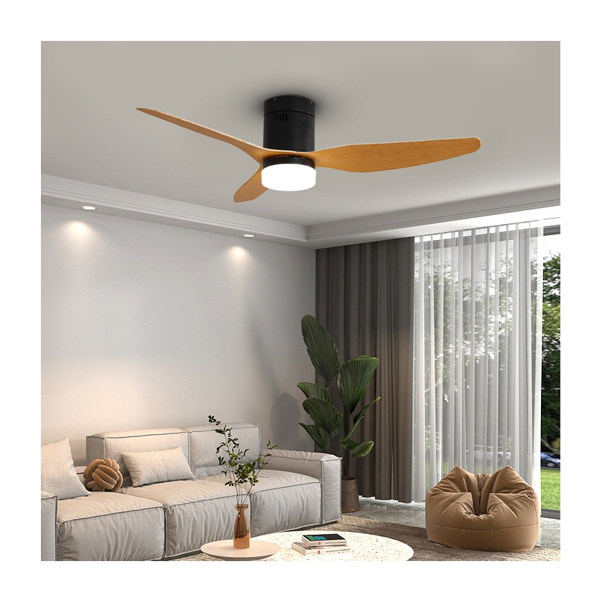 Immax NEO 07142-B - LED Stropný ventilátor NEO LITE VENTO LED/18W/230V Tuya Wi-Fi čierna/drevo + diaľkové ovládanie