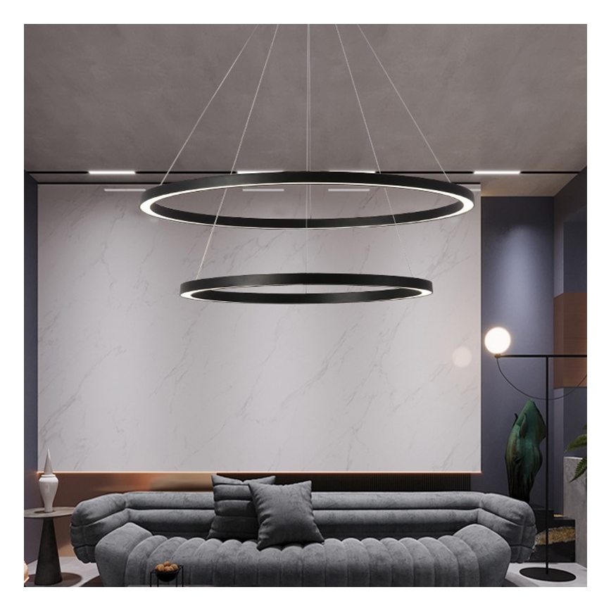 Immax NEO 07158-B80-60 - LED Stmievateľný luster na lanku FINO LED/93W/230V Tuya čierna + diaľkové ovládanie