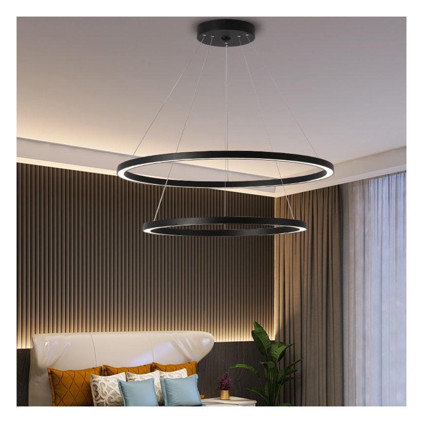 Immax NEO 07158-B80-60 - LED Stmievateľný luster na lanku FINO LED/93W/230V Tuya čierna + diaľkové ovládanie
