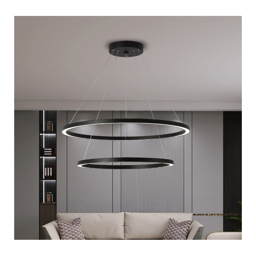 Immax NEO 07158-B80-60 - LED Stmievateľný luster na lanku FINO LED/93W/230V Tuya čierna + diaľkové ovládanie
