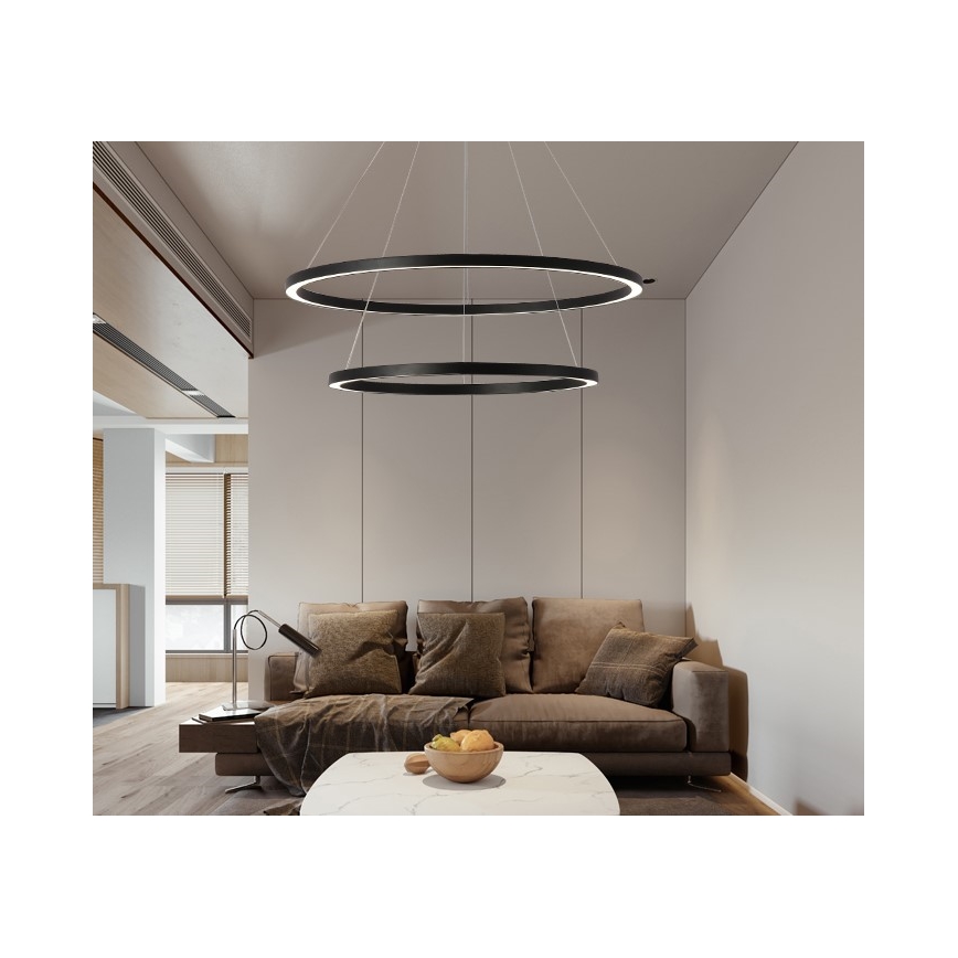 Immax NEO 07158-B80-60 - LED Stmievateľný luster na lanku FINO LED/93W/230V Tuya čierna + diaľkové ovládanie