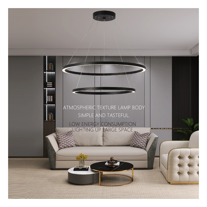 Immax NEO 07158-B80-60 - LED Stmievateľný luster na lanku FINO LED/93W/230V Tuya čierna + diaľkové ovládanie