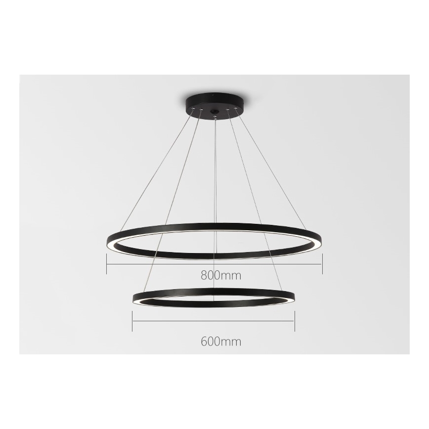 Immax NEO 07158-B80-60 - LED Stmievateľný luster na lanku FINO LED/93W/230V Tuya čierna + diaľkové ovládanie