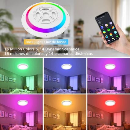 Immax NEO 07164-40 - LED RGB+CCT Stmievateľné stropné svietidlo NEO LITE TUDO LED/50W/230V Wi-Fi Tuya + diaľkové ovládanie