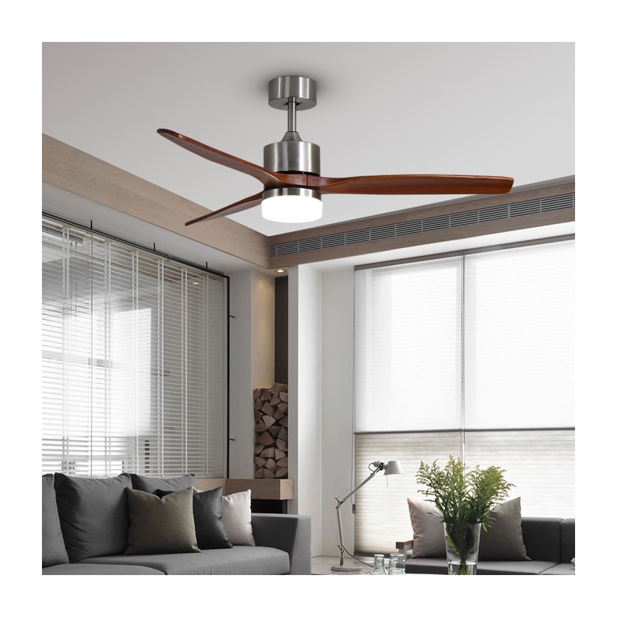 Immax NEO 07165-S - LED Stropný ventilátor ELEGANTE LED/18W/230V dub Wi-Fi Tuya + diaľkové ovládanie
