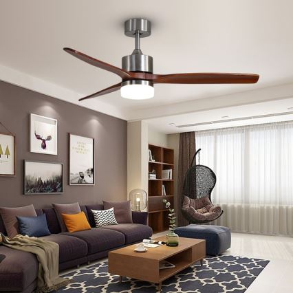 Immax NEO 07165-S - LED Stropný ventilátor ELEGANTE LED/18W/230V dub Wi-Fi Tuya + diaľkové ovládanie