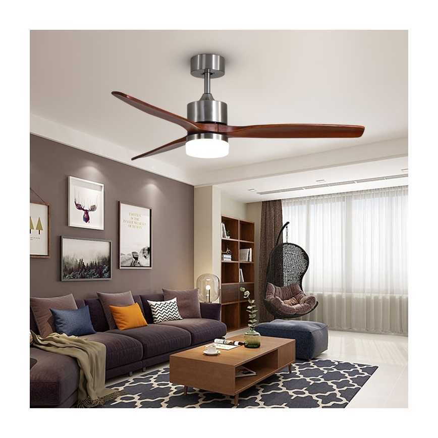 Immax NEO 07165-S - LED Stropný ventilátor ELEGANTE LED/18W/230V dub Wi-Fi Tuya + diaľkové ovládanie