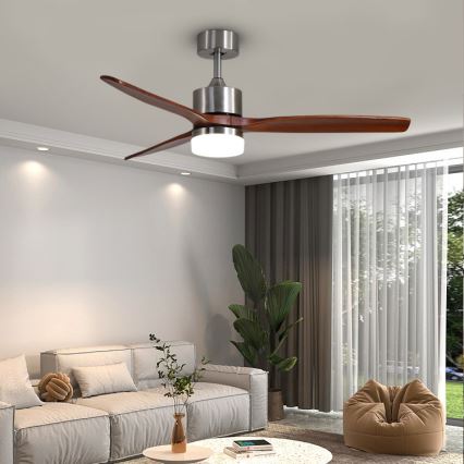 Immax NEO 07165-S - LED Stropný ventilátor ELEGANTE LED/18W/230V dub Wi-Fi Tuya + diaľkové ovládanie